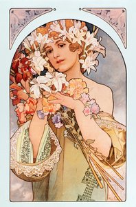 Cartel de Alphonse Mucha (1860-1939) titulado "La flor", serie de litografías sobre flores, 1897